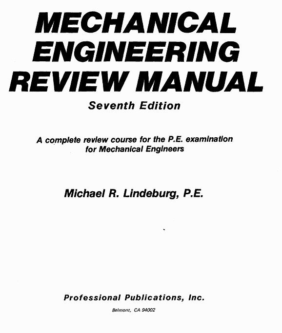 The title page of Mechanical Engineering Review Manual by Lindeburg.